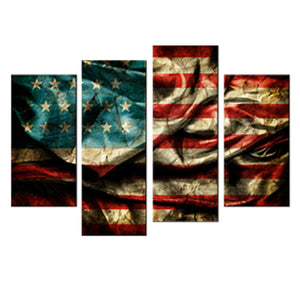 4 Panel American Flag Canvas Wall Art Set - Ready To Hang