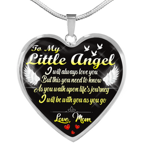 To My Little Angel - Love Mom - Heart Necklace